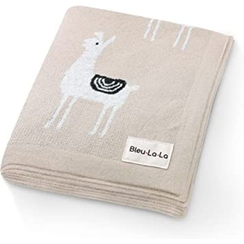 Unisex Cozy Receiving Swaddle Cuddle Stroller Crib Stroller 100% Fine Loomed Cotton Blanket - Quilt Blanket for Newborns, Infants Toddler, Boys and Girls (Llama - Cream)