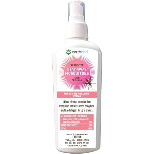 EarthKind Stay Away Mosquitoes Insect Repellent - Plant-Based, Unscented Mosquito Body Spray with Picaridin - Up to 14-Hour Protection - Safe for Children When Used As Directed - 4-Oz (1-Pack)