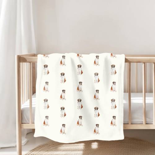 Watercolor Saint Bernard Dog Minky Fleece Blanket St. Bernard Baby Blanket Saint Bernard Nursery Decor St Bernard Lover St. Bernard Mom Gift