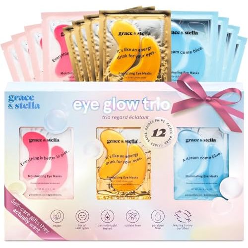 grace & stella Under Eye Patches (12 pairs) Eye Masks for Puffy Eyes and Dark Circles - Birthday Gifts for Women, Bachelorette Party Favors, Bridesmaid, Self Care and Relaxation Gifts for Her - Vegan
