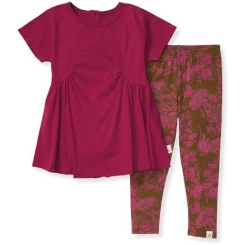 Burt's Bees Baby Baby Girls' Short Sleeve Top and Pant Set, 100% Organic Cotton