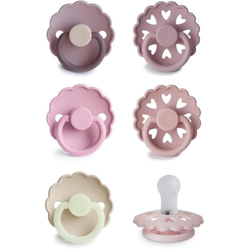 FRIGG SilkySoft Silicone Baby Pacifier 6-Pack Blooming Love | Made in Denmark | BPA-Free (0-6 Months)