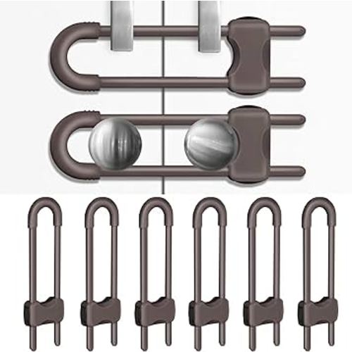Cabinet Locks for Babies, Baby Proofing Cabinets, 6 Pack U-Shaped Child Locks for Cabinets, Child Proof Cabinet Latches,Child Safety Cabinet Locks with Adjustable by SPISPI(Brown)