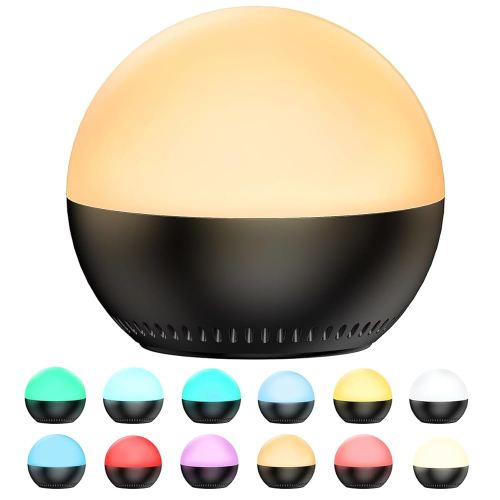 Rechargeable Mini Nursery Night Light Soother Baby Sleep Sound Machine 12 Color Night Lights White Noise Machine with 30 Soothing Sounds Auto-Off Timer Adjustable Brightness for Baby Kids Adult