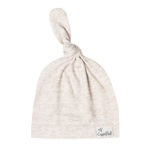Copper Pearl Baby Beanie Hat Top Knot Stretchy Soft Oat