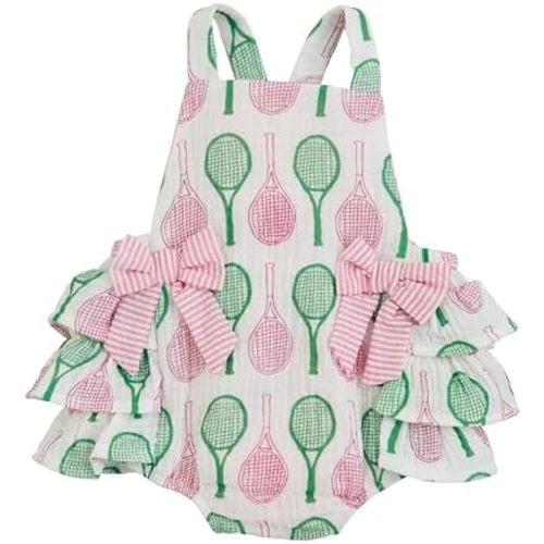 Mud Pie baby-girls Baby Girl Tennis Print Sunsuit;