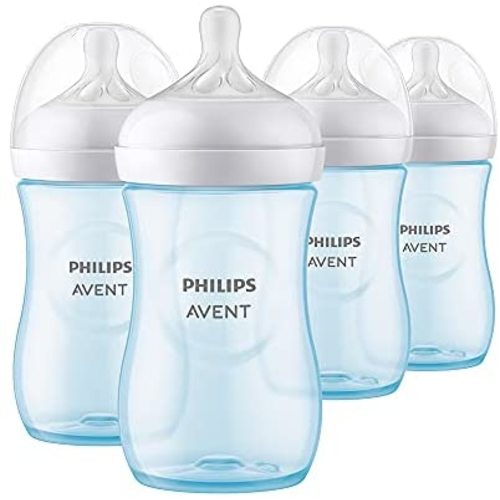 Philips AVENT Natural Baby Bottle with Natural Response Nipple, Blue, 9oz, 4pk, SCY903/24