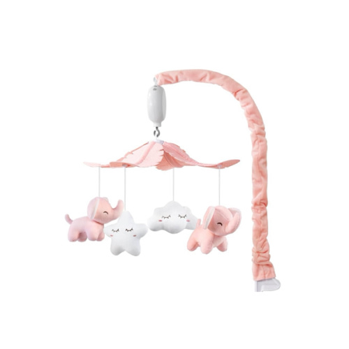 FEISIKE Baby Crib Mobile for Girls Boys with 3 Modes Digital Musical Motor(Rotating Only, Music Only, Rotating & Music, 35 Lullabies, Pink Elephant Nursery Mobile, Knob Type