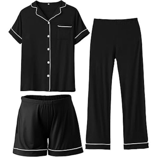 Rnxrbb 3 PCS Women Maternity Pajamas Set Nursing Postpartum Breastfeeding Pjs Sleepwear Lounger Clothes Button Down