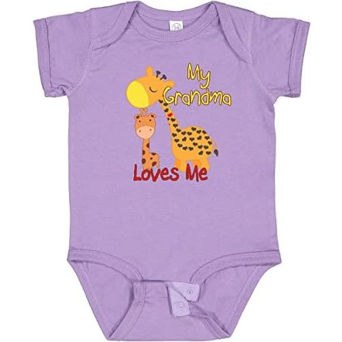 inktastic My Grandma Loves Me Giraffe Baby Bodysuit