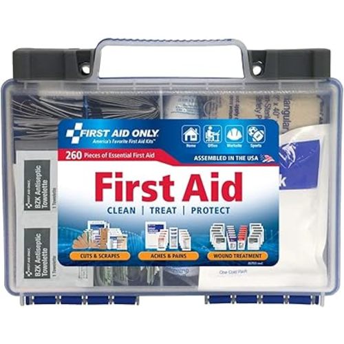 First Aid Only 91248 OSHA-Compliant First Aid Kit, All-Purpose 50-Person Emergency First Aid Kit for Business, Worksite, Home, and Car, 260 Pieces