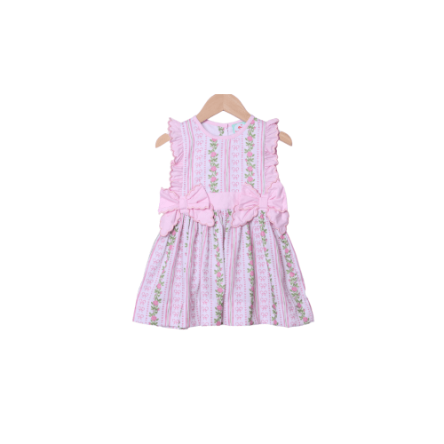 Fancy Floral Ruffle Bow Dress