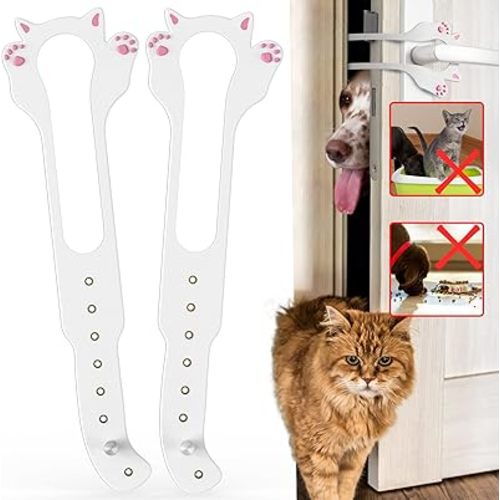 Cat Door Latch Holder,【8 Adjustable Sizes】 Stronger Flex Cat Door Stopper, Keep Door Open 1.5" to 8", Let's Cats in and Keeps Dogs Out of Litter & Food, No Tool Required & No Wall Damage
