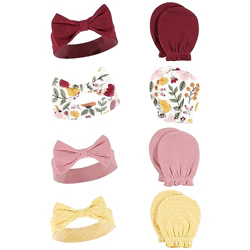 Hudson Baby Baby Girls' Cotton Headband and Scratch Mitten Set