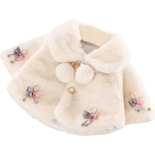 Toddler Baby Girl Winter Fur Coat Jacket Cloak Thicken Shawl Snowsuit Outerwear Clothes