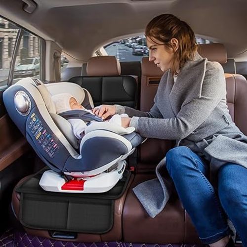 Meolsaek Car Seat Protector for Child Car Seat, 600D Fabric Waterproof Car Seat Cover with Non-Slip Backing, Seat Protector Under Baby Car Seat Protectors for Car Back Seat - Black-1pcs