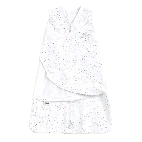 HALO 100% Cotton Sleepsack Swaddle, 3-Way Adjustable Wearable Blanket, TOG 1.5, Midnight Moons Pink, Newborn, 0-3 Months