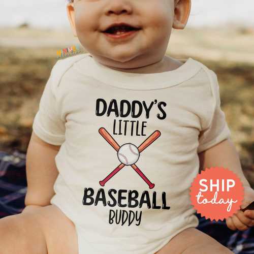 Daddy&#39;s Little Baseball Buddy Baby Onesie Brand • Cute Baby Baseball Bodysuit• Father&#39;s Day Gift • Baby Shower Gift •Little Buddy (BC-DAD25)