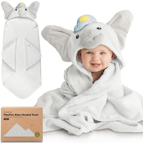 KeaBabies Organic Baby Towel with Hood for Girls, Boys - Soft, Absorbent, 100% Cotton Hooded Baby Towels for Newborns, Infants, Large Hooded Bath Towels for Babies, Kids, Toddler 1-3 (Ethan) | Organic, Soft, Absorbent, with Hood, for Newborns, for Infants