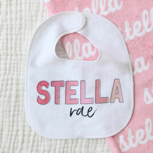 Personalized Color Block Baby Name Bib | Pretty In Pink