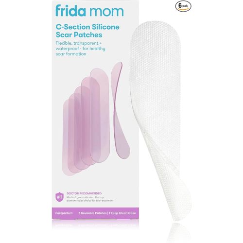 Frida Mom C-Section Silicone Strips, C-Section Recovery Must Have Scar Patches, Reusable Medical Grade Treatment for Keloid Scars, Includes Case & Pouch