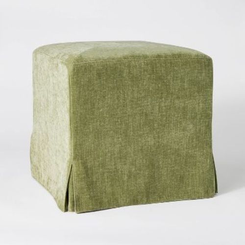 Lynwood Slipcover Cube Ottoman Green - Threshold™ Designed With Studio Mcgee