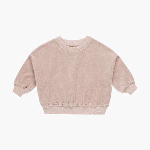 Quincy Mae Velour Relaxed Sweatshirt - Blush, 6-12 M