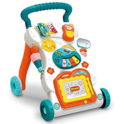 CISAY Sit-to-Stand Learning Walker,Educational Push Toy for Babies,Artboard, Lighting and Music, Baby Music Toy Set-Kids Educational Game