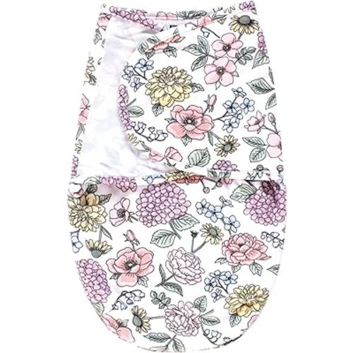 Hudson Baby Infant Girl Plush Faux Fur Swaddle Wrap, Vintage Blossom, 0-3 Months