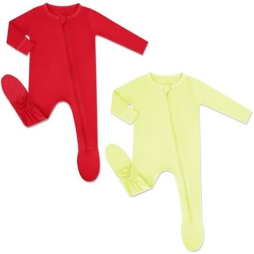 HAPIU Rayon from Bamboo Baby Footed Pajamas, 2 Way Zipper YKK, Footie for Baby Boy Girls, Newborn-24 Months