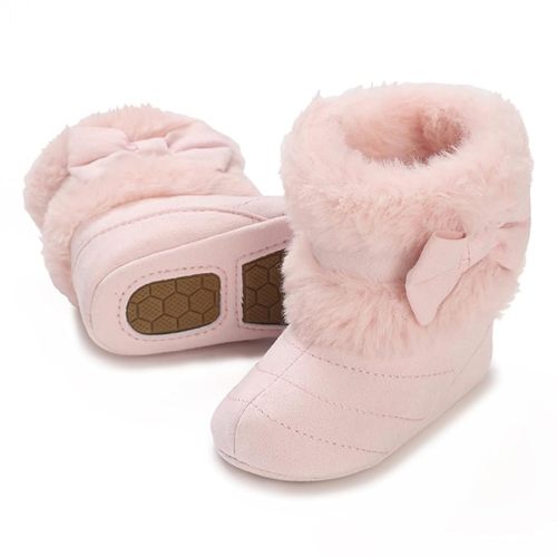 E-FAK Baby Boy Girl Boots Newborn Shoes Winter Snow Bowknot Anti-Slip Soft Sole Warm Infant Toddler Prewalker Booties