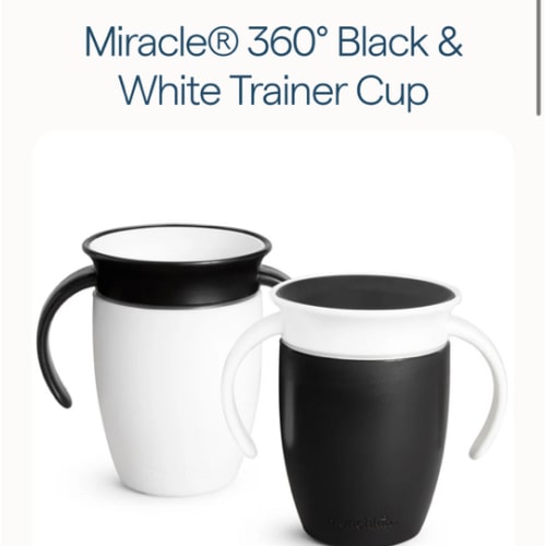 Miracle® 360° Trainer Cup, Black & White, 7oz, 2pk | Munchkin