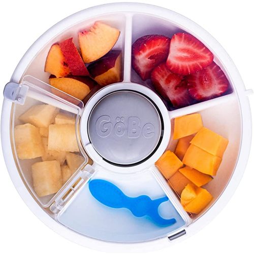 GoBe Kids Snack Spinner - Reusable Snack Container with 5 Compartment Dispenser and Lid | BPA and PVC Free | Dishwasher Safe | No Spill, Leakproof | for Toddlers, Babies, Home, Travel