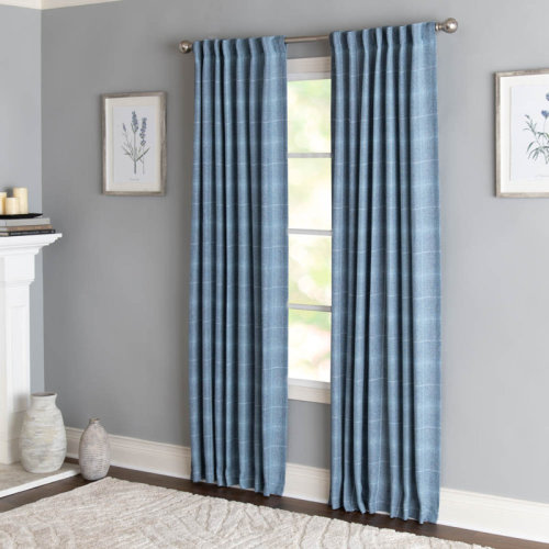 Gracie Oaks Erlandson 100% Polyester Light-Filtering Plaid Curtain Panel with Rod Pocket Top & Reviews | Wayfair