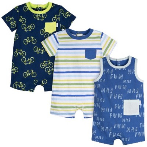 Onesies Brand Baby Boys' 3-Pack Rompers, Fun, 0-3 Months