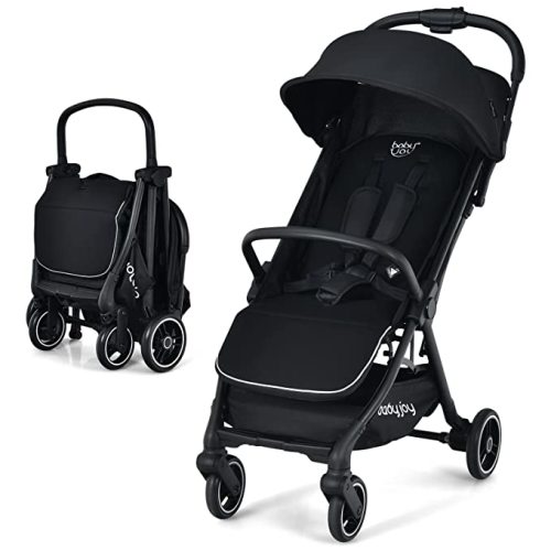 Amazon.com : BABY JOY Lightweight Baby Stroller, Compact Travel Stroller for Airplane, Infant Toddler Stroller w/Adjustable Backrest & Canopy, Storage Basket, Self Standing Gravity Fold, Aluminium Frame (Black) : Baby