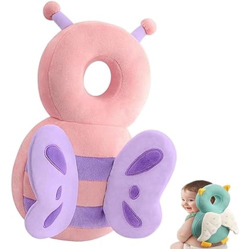 Baby Walker Head Protector Backpack Wear,Toddler Adjustable Baby Head Protection, Safety Pad Backpack for 5-24 Months Baby Learning Walking Crawling,Baby Head Protection Pad (Bee)