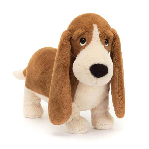 Jellycat Randall Basset Hound Ultra-Soft Plush Dog, Realistic Stuffed Animal for Collectors, Luxury Floppy-Eared Hound Home Decor Gift, Beige Brown Long-Tailed Plushie