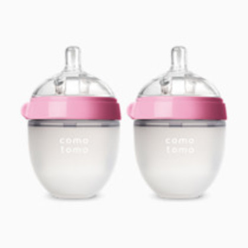 Comotomo Natural Feel Silicone Baby Bottles - Pink, 5 Oz, 2