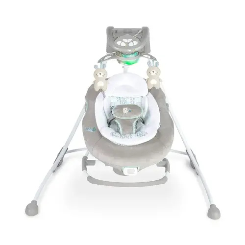 Ingenuity InLighten 2-in-1 Baby Swing & Rocker with Vibrations, Swivel Seat, Easy-Fold, Sounds & Lights, 0-9 Months Up to 20 lbs (Spruce)