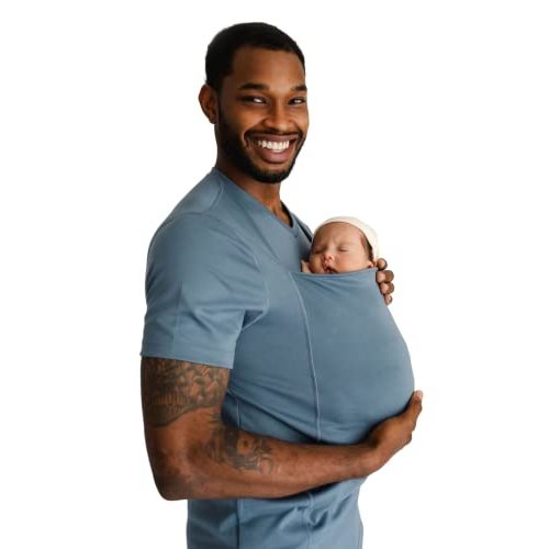 Lalabu Dad Shirt Baby Carrier | The Original Dad Baby Carrier Shirt That Looks Like a Tee | Designed to Help New Dads Bond | Comfortable & Easy to Use Mens Baby Carrier | Brook, S, Short Sleeve