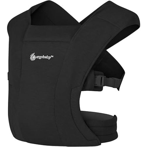 Ergobaby Embrace Newborn Baby Carrier for Infants 0-12 Months (7-25 lbs) - Ergonomic 2-Position Infant Carrier with Head and Neck Support, Hip-Healthy Positioning - Pure Black