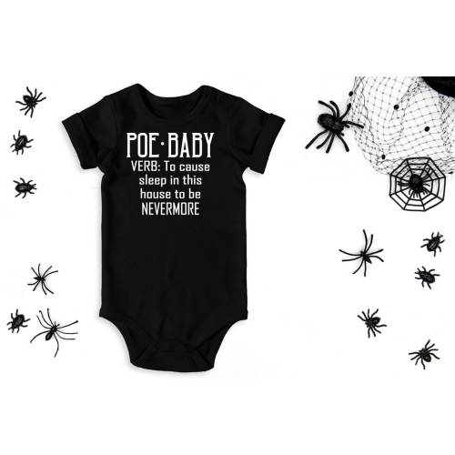 Poe Baby Onesie, Gothic Bodysuit, Goth Baby Clothes, Gothic Baby Shower Gift, Black Outfit for Baby