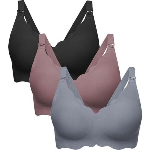 HBlife 3 Pack Nursing Bras for Breastfeeding Ultra Comfort Seamless Maternity Bra Pack Wireless Pregnancy Bralette Bra Extender