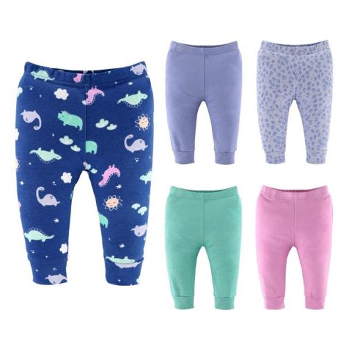 The Peanutshell Dino Girl Pants, 5-pack Set, Multicolored, 0-3 Months
