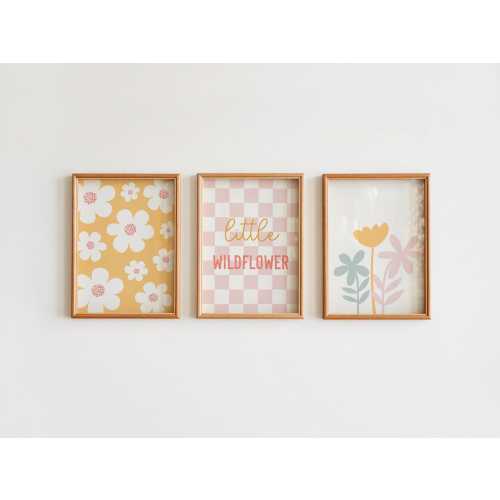 Pink Wildflower Nursery Prints, Baby Girl Room Decor - SHIPPED TO YOU