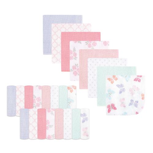 Hudson Baby Infant Girl Rayon from Bamboo Washcloth Bundle, Butterflies, One Size - Butterflies - One Size