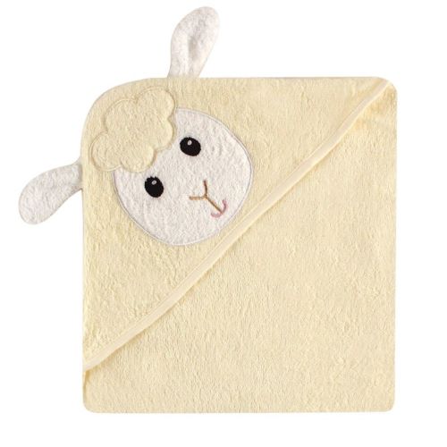 Luvable Friends Baby Cotton Animal Face Hooded Towel - Lamb