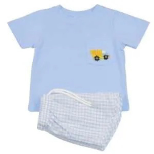 Dump Truck French Knot T-Shirt and Shorts Set - Two Little Fish