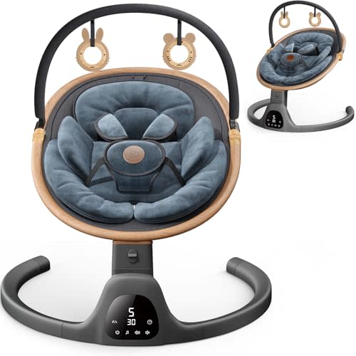 Baby Swings for Infants, Fasonbaby Bluetooth Infant Swing with Music Speaker with 3 Seat Positions, 5 Speeds and Remote Control - Portable Baby Swing for Indoor and Outdoor (Black)